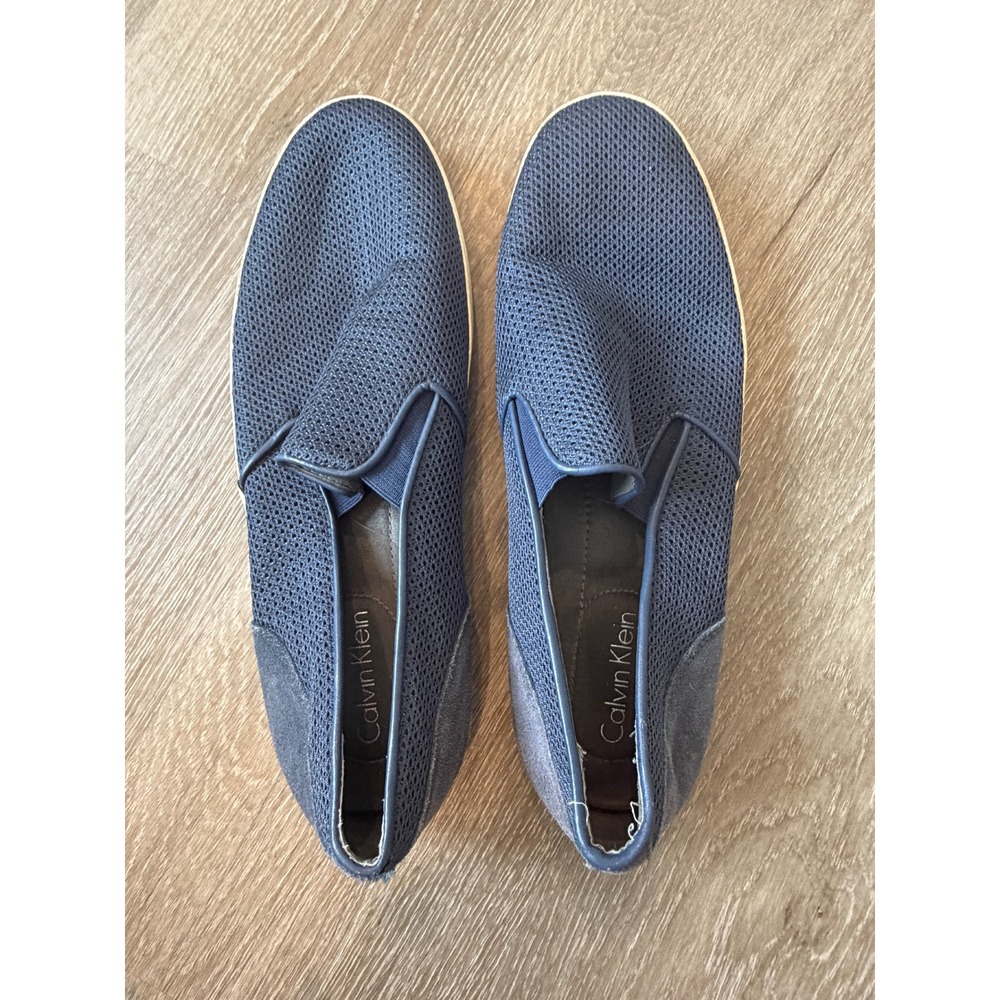 Calvin Klein Mens Navy Blue Mesh Slip On Sneakers Loafers Size 10.5 M